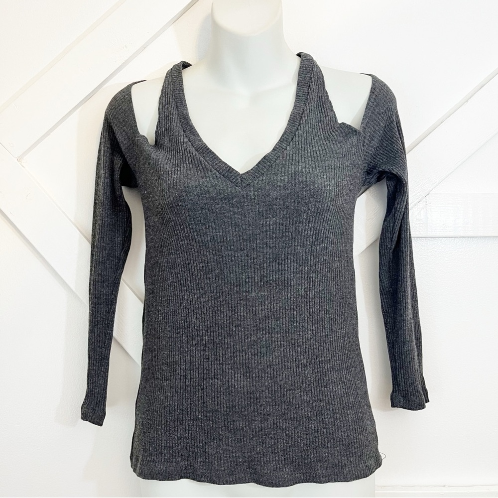 LNA Gray V-Neck Sweater